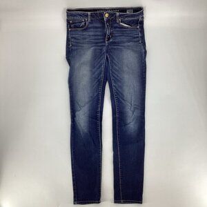 American Eagle Jeans Women's Skinny Mid-Rise Stretch Denim Black Size 8 Long